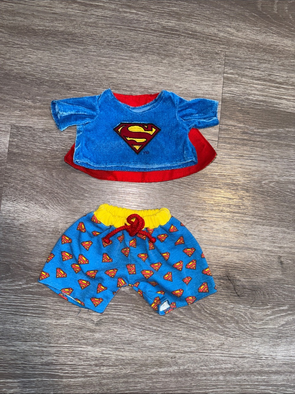 Build-A-Bear Blue and Red Superhero Shirt and Shorts Set